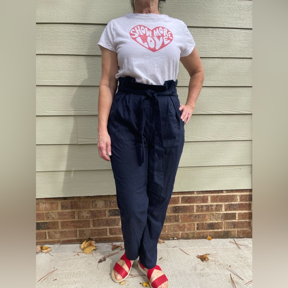 High waisted linen trousers